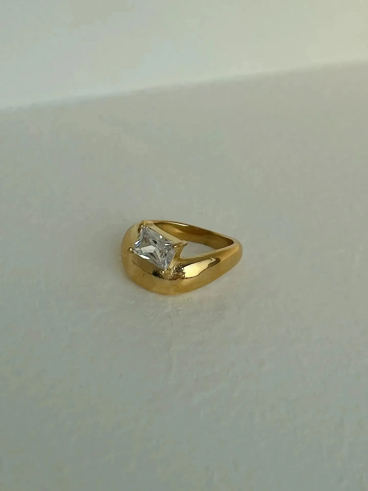 Vintage 18K Gold Plated Chunky Cambered Rings