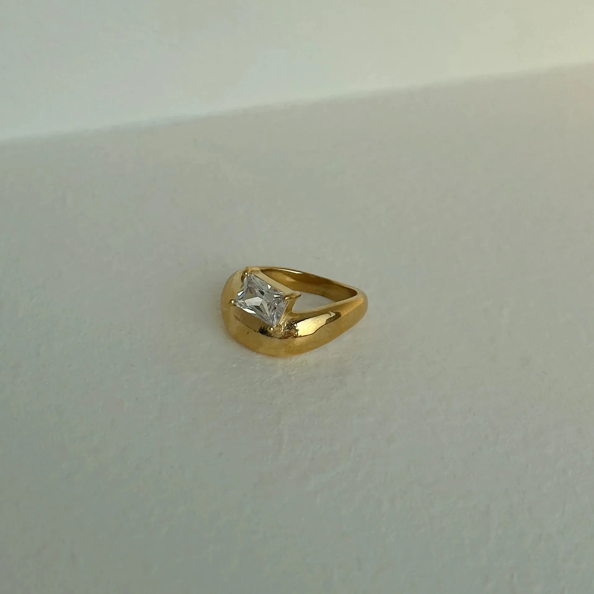 Vintage 18K Gold Plated Chunky Cambered Rings