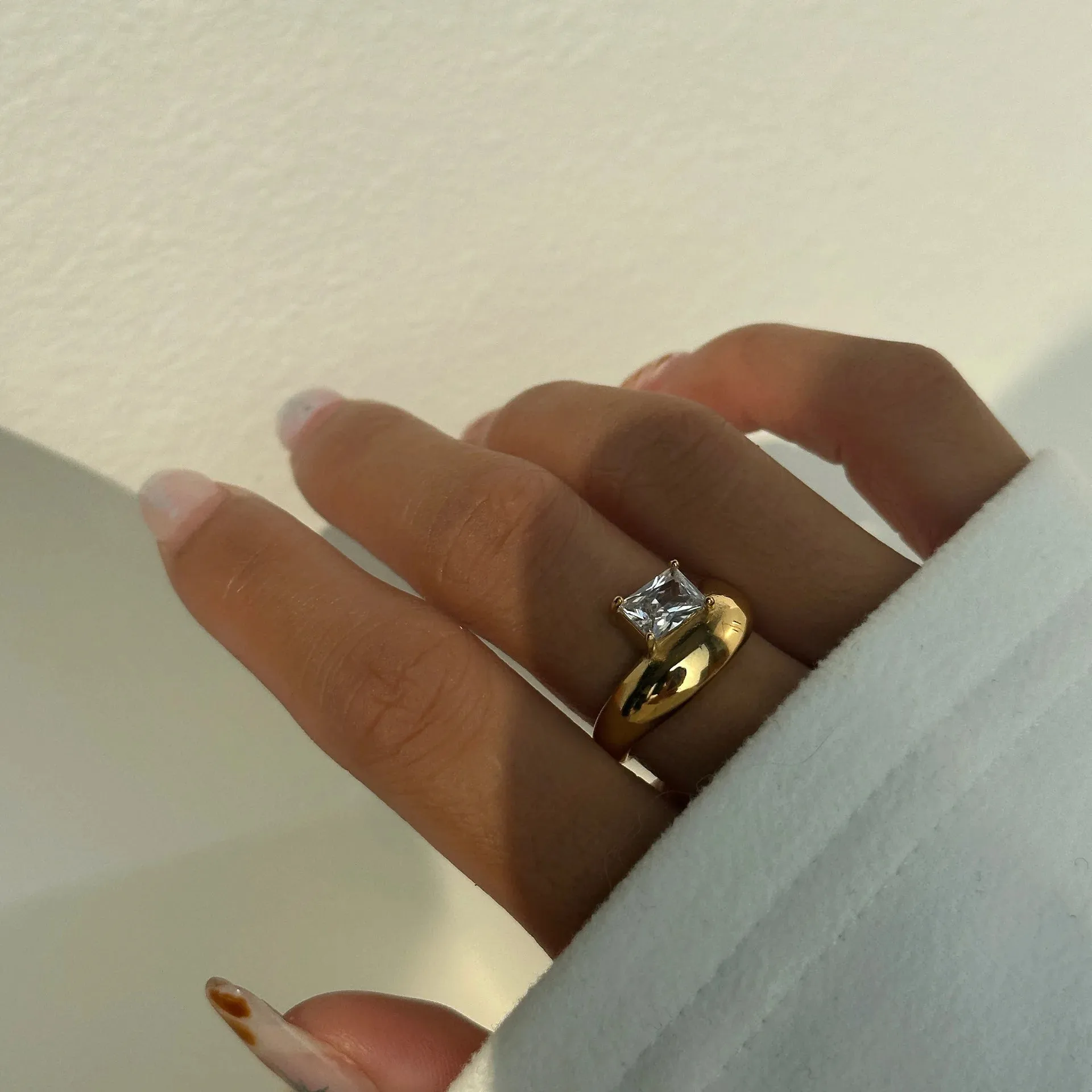 Vintage 18K Gold Plated Chunky Cambered Rings