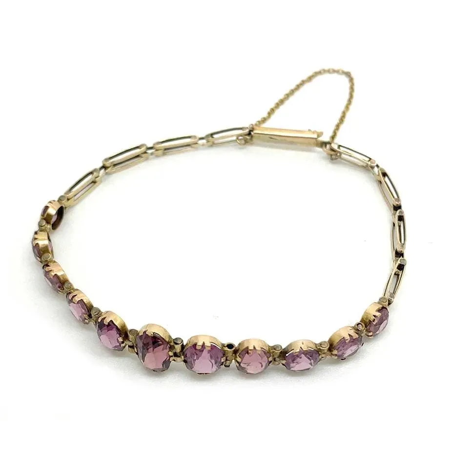 Vintage 1930s Tourmaline 9ct Gold Bracelet