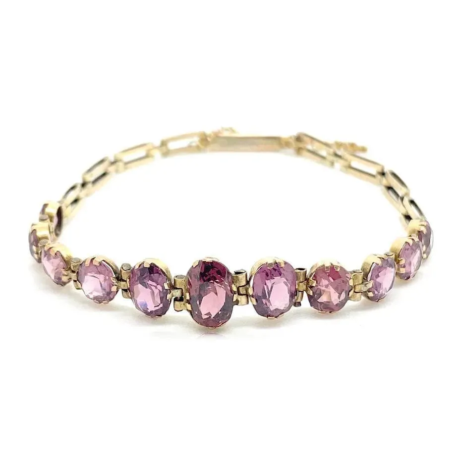 Vintage 1930s Tourmaline 9ct Gold Bracelet