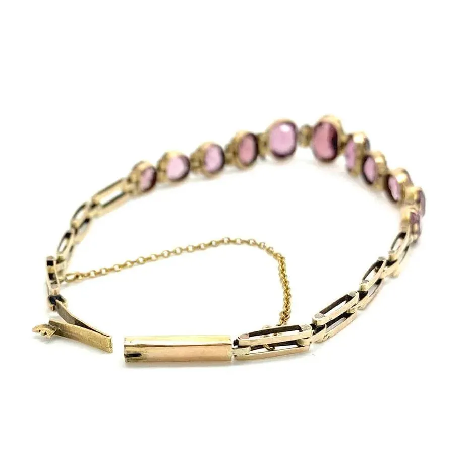 Vintage 1930s Tourmaline 9ct Gold Bracelet