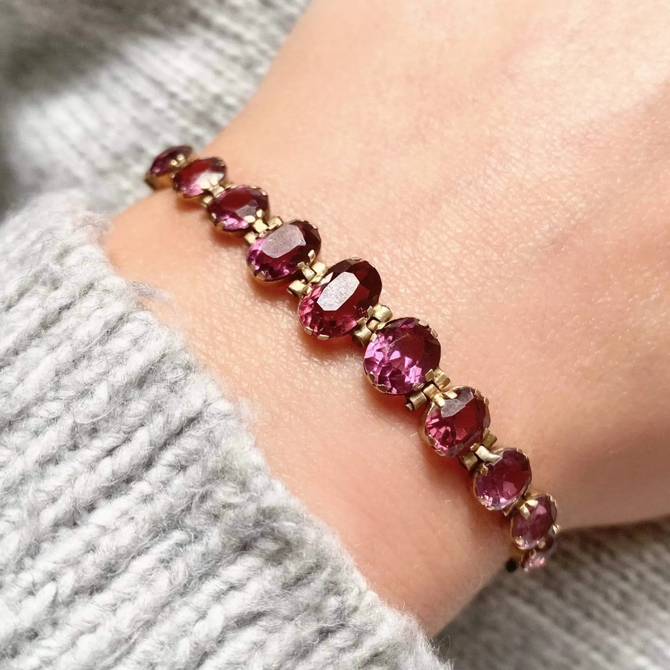 Vintage 1930s Tourmaline 9ct Gold Bracelet
