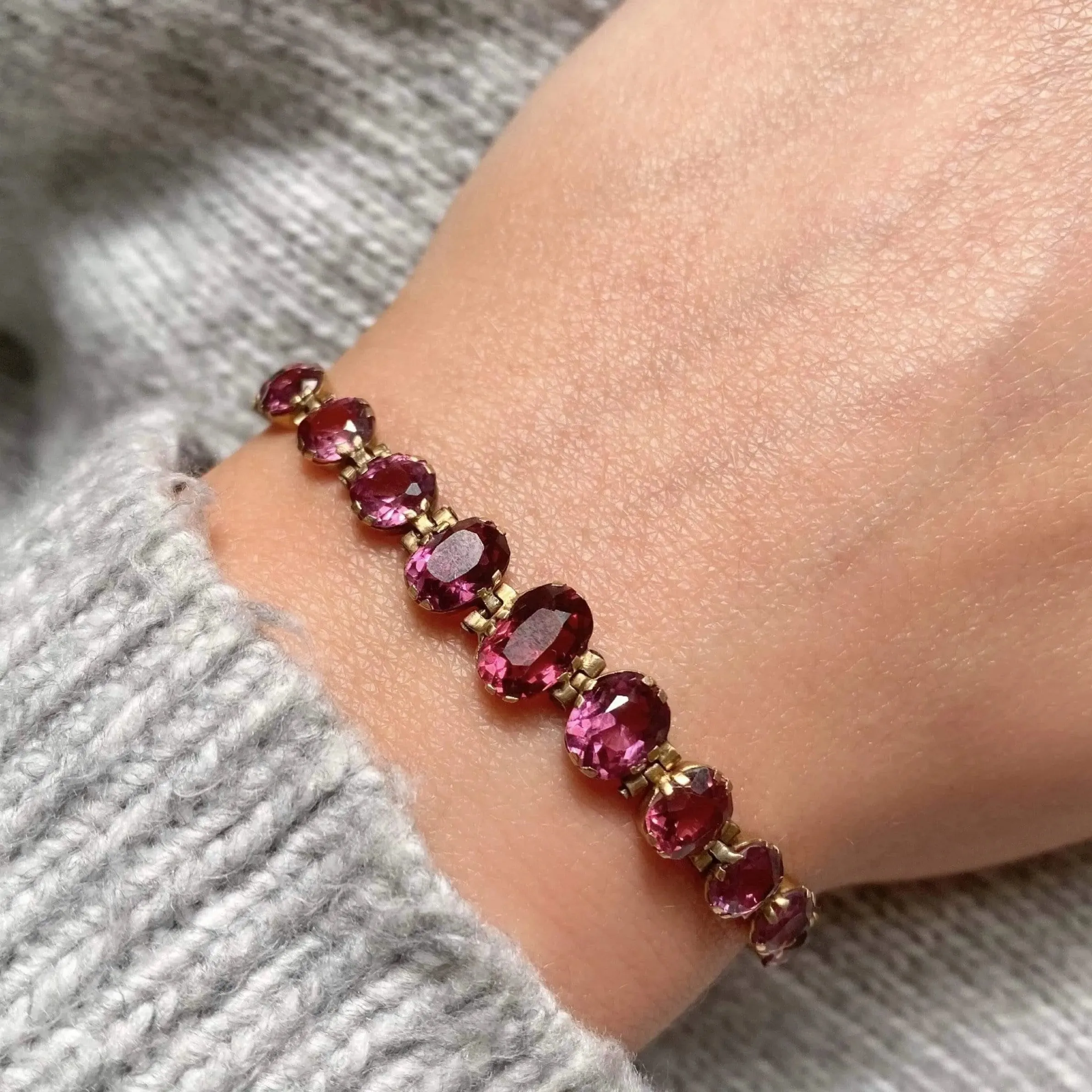 Vintage 1930s Tourmaline 9ct Gold Bracelet