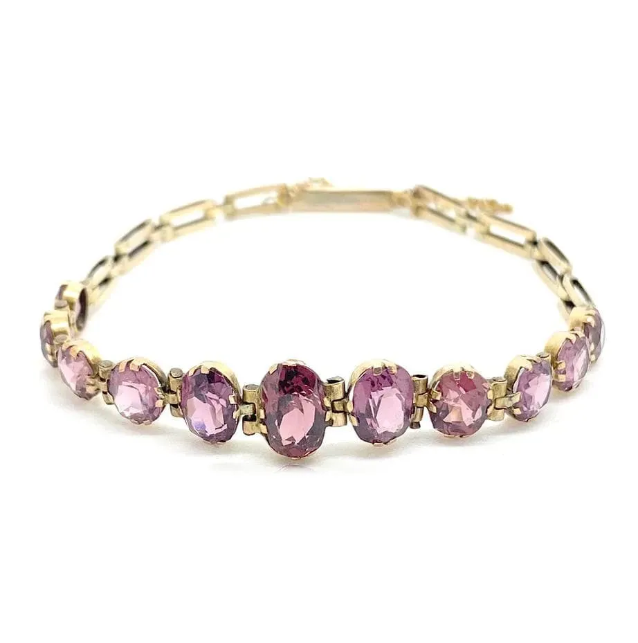 Vintage 1930s Tourmaline 9ct Gold Bracelet