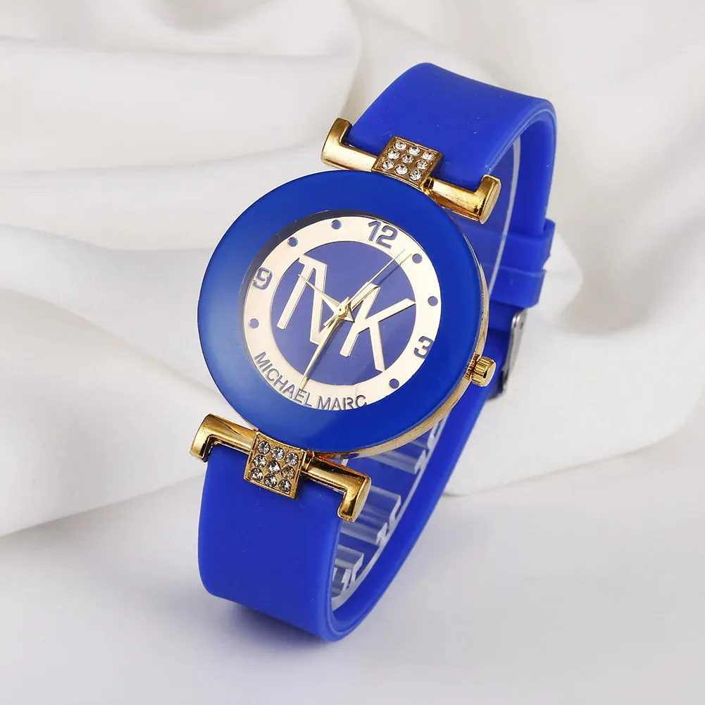 Women's Fashion Quartz Watch: Light Luxury Diamond Design with Silicone Band - Perfect for College Girls
