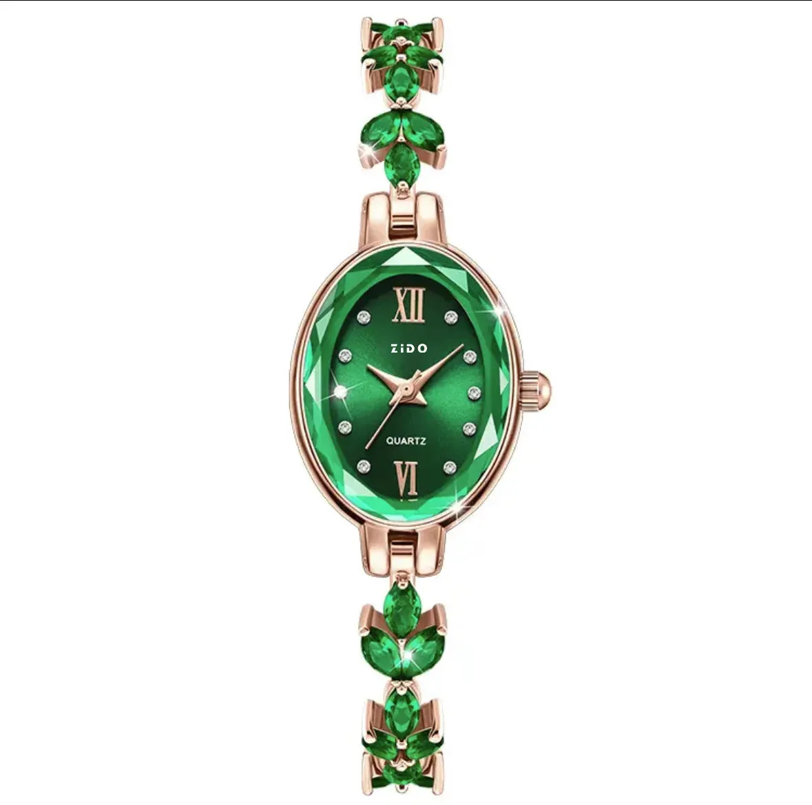 Women's Watch: Light Luxury Diamond Inlaid Clover Design, Waterproof Oval Ladies Fashion Quartz Bracelet Wristwatch