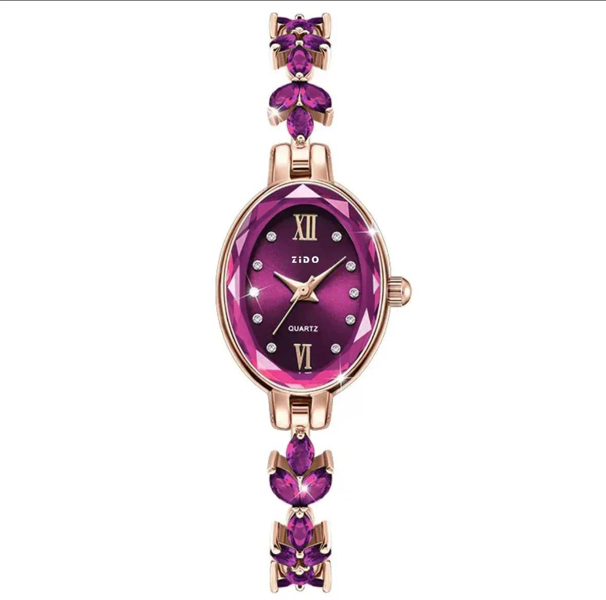 Women's Watch: Light Luxury Diamond Inlaid Clover Design, Waterproof Oval Ladies Fashion Quartz Bracelet Wristwatch